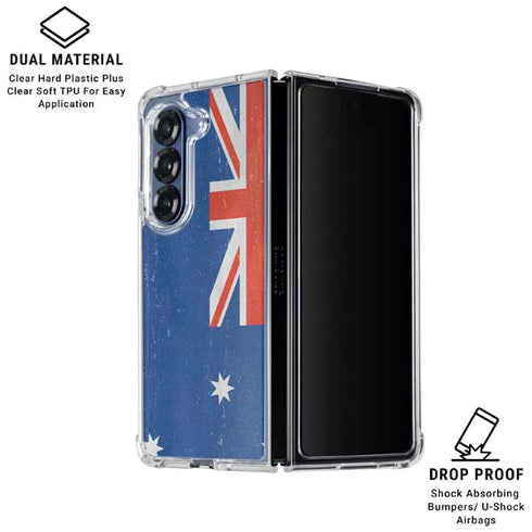 Australia Flag Distressed Galaxy Z Fold6 Clear Case